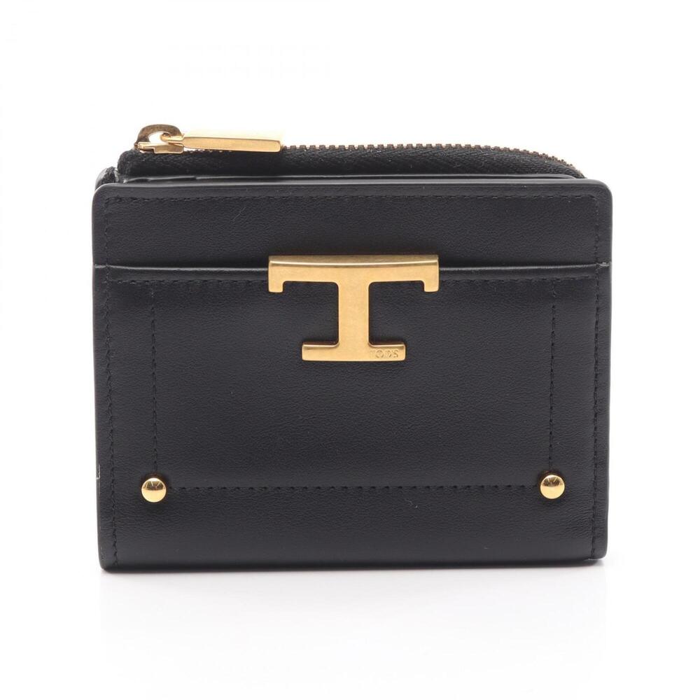 Tod's T-Timeless Bi-fold Wallet, Leather, Women's, Black